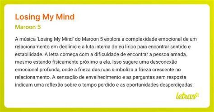 Maroon 5 - Losing My Mind Lyrics Meaning