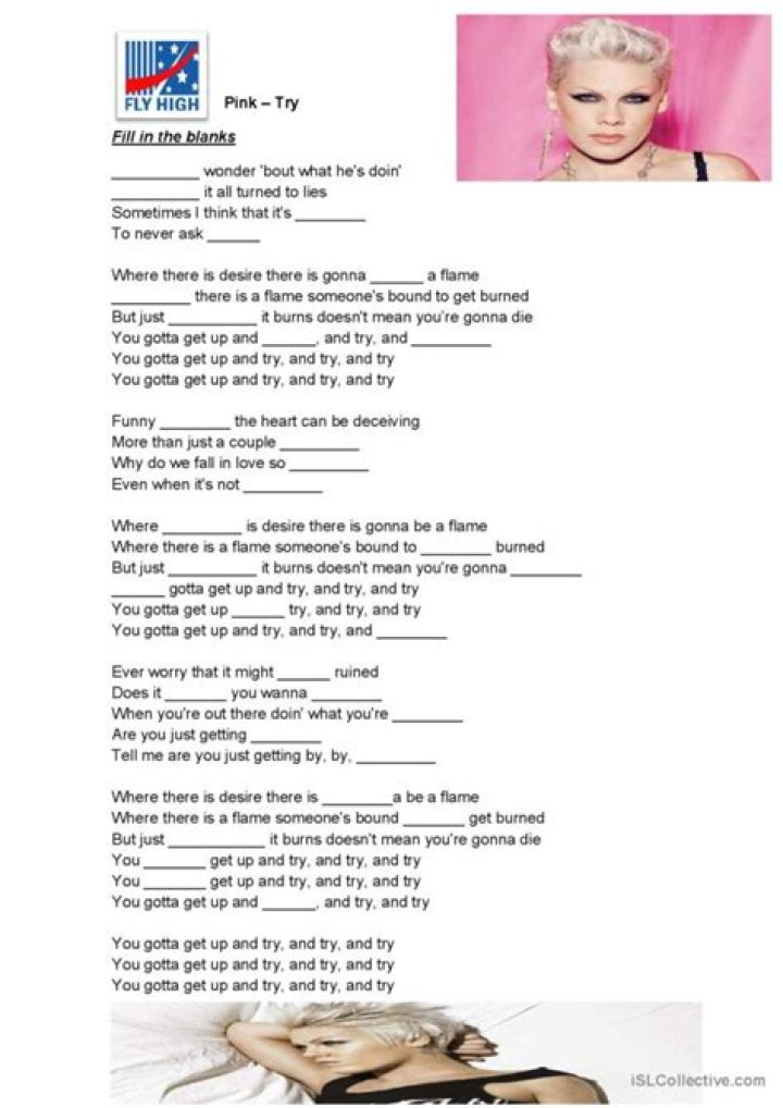 Pink - Try Lyrics Meaning