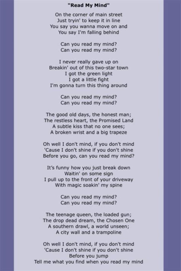 Read Your Mind Lyrics Meaning