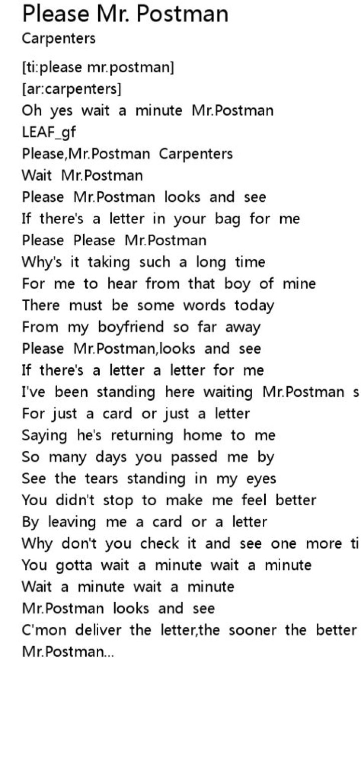 Some postman lyrics
