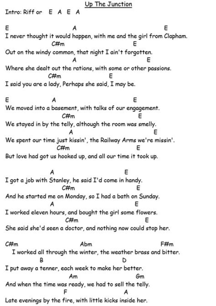 Up the Junction Lyrics Meaning